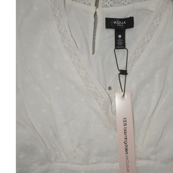 Aqua Girls Swiss Dot Lace Tiered White Dress Small NWT Bloomingdales Exclusive - Picture 7 of 8